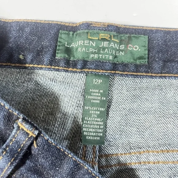 LRL Lauren Ralph Lauren Jeans Womens 12P Size 12 Petite Classic Straight Denim - Picture 3 of 12